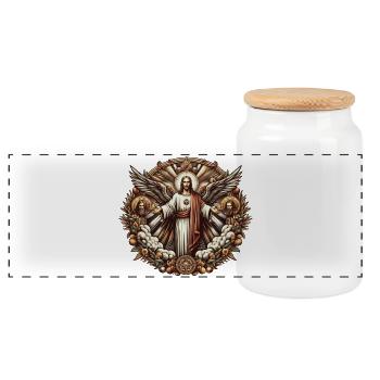 Logo de Jésus-Christ - Boîte à biscuits avec couvercle en bois - blanc - Devant