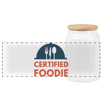 certified food lover Essen Foodie - Panorama Keksdose mit Holzdeckel - Weiß - Vorne
