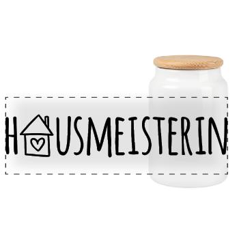 Hausmeisterin - Panorama Keksdose mit Holzdeckel - Weiß - Vorne