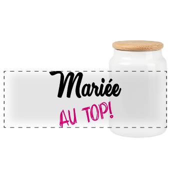 MARIAGE - Boîte à biscuits avec couvercle en bois - blanc - Devant