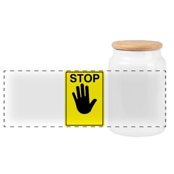Stop Sign Logo - Panoramic Cookie Jar with Wooden Lid - white - Front