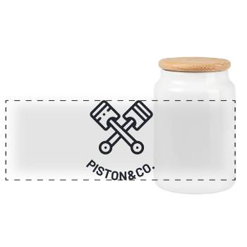 PISTON - CO - Panoramic Cookie Jar with Wooden Lid - white - Front