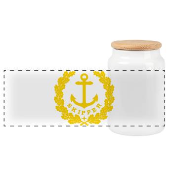 Skipper Anchor Logo or - Boîte à biscuits avec couvercle en bois - blanc - Devant