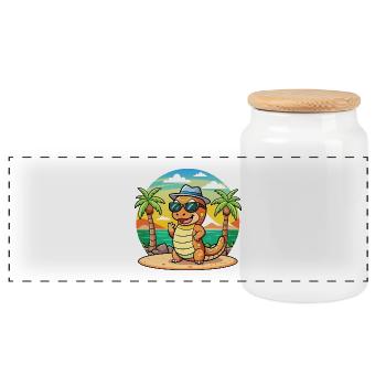 Anaconda Lustige Cartoon Sommer Strand Sonnenbrille - Panorama Keksdose mit Holzdeckel - Weiß - Vorne