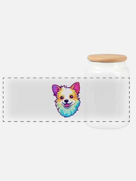 Spielzeug Deutscher Spitz Hunderasse Karikatur Kawaii Illustra - Panorama Keksdose mit Holzdeckel - Weiß