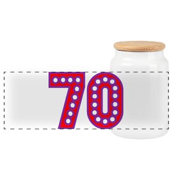 70. 70 ANS. 70e ANNIVERSAIRE. ANNIVERSAIRE 70 ANS. - Boîte à biscuits avec couvercle en bois - blanc - Devant