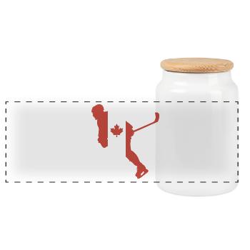 Hockey player Canada flag - Panoramic Cookie Jar with Wooden Lid - white - Front