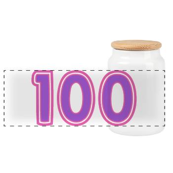 100. 100 YEARS. 100th ANNIVERSARY - Panoramic Cookie Jar with Wooden Lid - white - Front