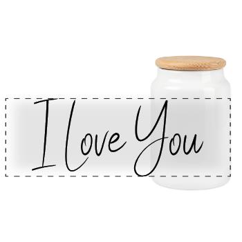 VALENTINSTAG. ICH LIEBE DICH. ICH LIEBE DICH. LIEBE. LIEBE - Panorama Keksdose mit Holzdeckel - Weiß - Vorne