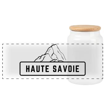 Haute Savoie Schwarzer Berg - Panorama Keksdose mit Holzdeckel - Weiß - Vorne