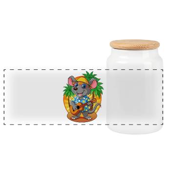 Drôle Rat Dessin Animé Plage D’été Lunettes De Soleil Guitare - Boîte à biscuits avec couvercle en bois - blanc - Devant