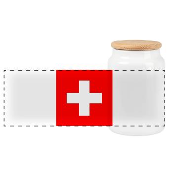 Schweiz - Panorama Keksdose mit Holzdeckel - Weiß - Vorne