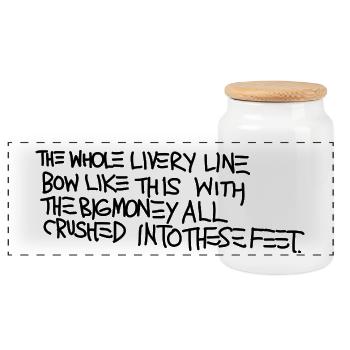 Basquiat - Panoramic Cookie Jar with Wooden Lid - white - Front