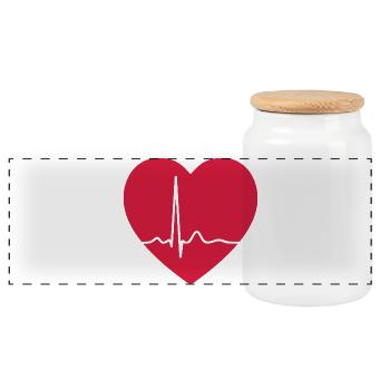 Herzschlag-EKG-Linie Medizinischer Pulswellen-Ikon-Vektor - Panorama Keksdose mit Holzdeckel - Weiß - Vorne