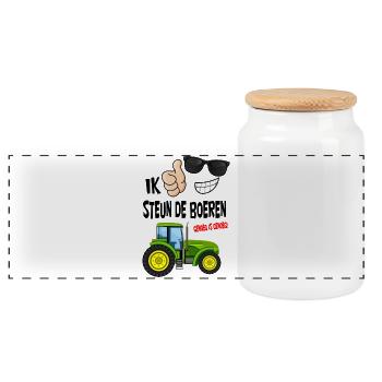 farmers protest with enough is enough for the farmers - Panoramic Cookie Jar with Wooden Lid - white - Front