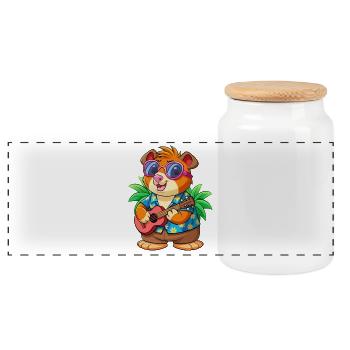 Lustige Meerschweinchen Sommer Strand Sonnenbrille Hawaiianisch - Panorama Keksdose mit Holzdeckel - Weiß - Vorne