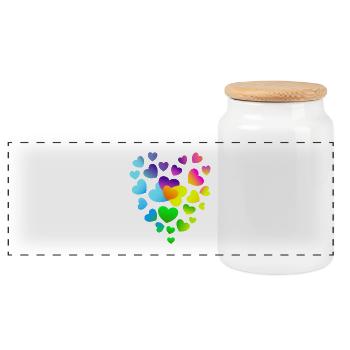 Herz Herzen bunte Herzen - Panorama Keksdose mit Holzdeckel - Weiß - Vorne