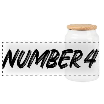 Numéro 4 - quatre - quatrième - quatrième - 4 - numéro 4 - Boîte à biscuits avec couvercle en bois - blanc - Devant