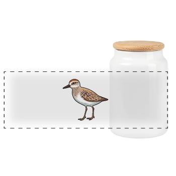Strandläufer-Karikatur-Kawaii-Aquarellillustration - Panorama Keksdose mit Holzdeckel - Weiß - Vorne