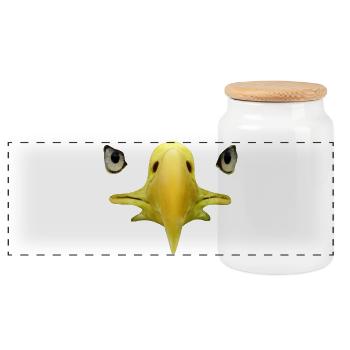 Beak, eyes of bald eagle, falconry - Panoramic Cookie Jar with Wooden Lid - white - Front
