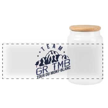 GR TMB Tour du Mont Blanc Randonnée Trek - Boîte à biscuits avec couvercle en bois - blanc - Devant