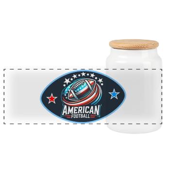 Logo du football américain - Boîte à biscuits avec couvercle en bois - blanc - Devant