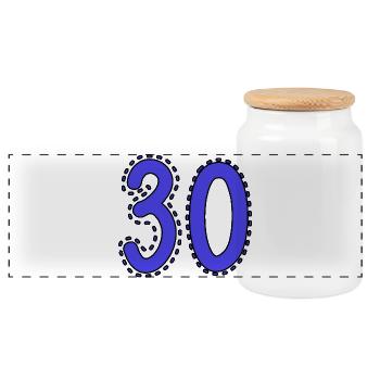 30. 30 YEARS. 30th ANNIVERSARY. 30 YEARS ANNIVERSARY. - Panoramic Cookie Jar with Wooden Lid - white - Front
