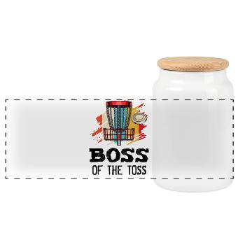The Toss Discgolf Retro Frisbee Geschenk - Panorama Keksdose mit Holzdeckel - Weiß - Vorne