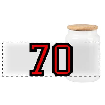 70. 70 ANS. 70e ANNIVERSAIRE. ANNIVERSAIRE 70 ANS. - Boîte à biscuits avec couvercle en bois - blanc - Devant