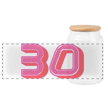 30. 30 YEARS. 30th ANNIVERSARY. 30 YEARS ANNIVERSARY. - Panoramic Cookie Jar with Wooden Lid - white - Front