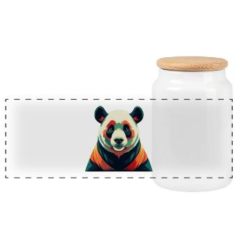 Panda Cartoon Figur Buntes Haustier Tier - Panorama Keksdose mit Holzdeckel - Weiß - Vorne