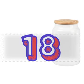 18. 18 YEARS OLD. 18th ANNIVERSARY. 18 BIRTHDAY. - Panoramic Cookie Jar with Wooden Lid - white - Front