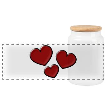 ICH LIEBE DICH. ICH LIEBE DICH. LIEBE. LIEBE. HERZ - Panorama Keksdose mit Holzdeckel - Weiß - Vorne