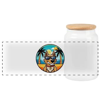 Magyar Agar Hunderasse Cartoon Sonnenbrille Strand - Panorama Keksdose mit Holzdeckel - Weiß - Vorne