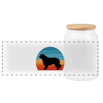 Katalanische Schäferhund Hund Liebhaber Silhouette Retro Sonnenuntergang - Panorama Keksdose mit Holzdeckel - Weiß - Vorne