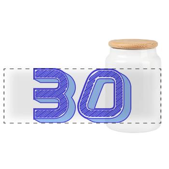 30. 30 YEARS. 30th ANNIVERSARY. 30 YEARS ANNIVERSARY. - Panoramic Cookie Jar with Wooden Lid - white - Front