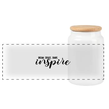 DREAM. CREATE. SHARE. inspire - Panoramic Cookie Jar with Wooden Lid - white - Front