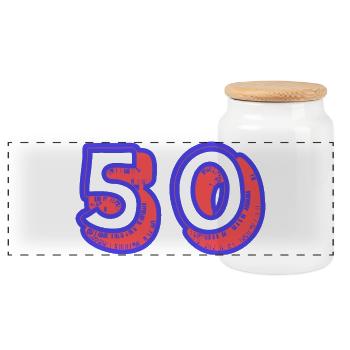 50. 50 YEARS. 50th ANNIVERSARY. 50TH ANNIVERSARY. - Panoramic Cookie Jar with Wooden Lid - white - Front