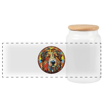 Katalanischer Schäferhund Hund Rasse Aquarell Illustration - Panorama Keksdose mit Holzdeckel - Weiß - Vorne