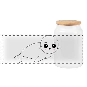 Sceau Kawaii Sceau Kawaii Fille Kawaii Manga - Boîte à biscuits avec couvercle en bois - blanc - Devant