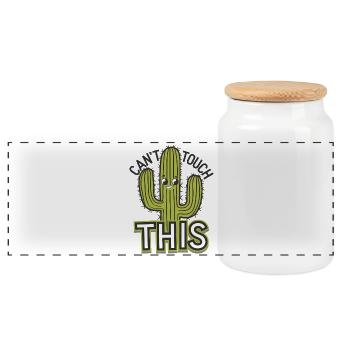 Can't Touch This - Panoramic Cookie Jar with Wooden Lid - white - Front