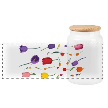 Blumen Frühling Tulpen - Panorama Keksdose mit Holzdeckel - Weiß - Vorne