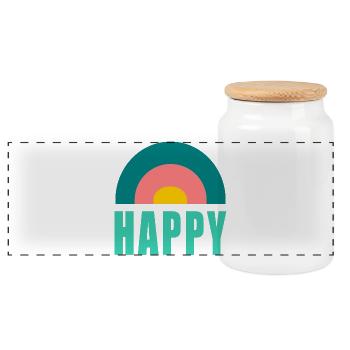 HAPPY. HAPPINESS. FREEDOM. - POSITIV. POSITIV - Panorama Keksdose mit Holzdeckel - Weiß - Vorne