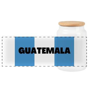 Guatemala in Guatemalan Flag Colors - Panoramic Cookie Jar with Wooden Lid - white - Front