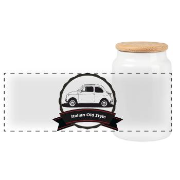 500 - Panoramic Cookie Jar with Wooden Lid - white - Front