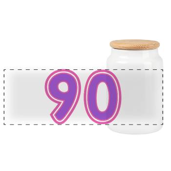 90. 90 ANS. 90e ANNIVERSAIRE. ANNIVERSAIRE 90 ANS. - Boîte à biscuits avec couvercle en bois - blanc - Devant