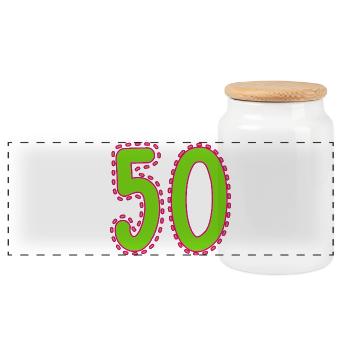 50. 50 YEARS. 50th ANNIVERSARY. 50 YEARS ANNIVERSARY. - Panoramic Cookie Jar with Wooden Lid - white - Front