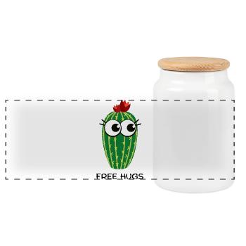 Câlins gratuits Cactus - Boîte à biscuits avec couvercle en bois - blanc - Devant