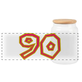 90. 90 JAHRE. 90-JÄHRIGES JUBILÄUM. 90-JÄHRIGES JUBILÄUM. - Panorama Keksdose mit Holzdeckel - Weiß - Vorne