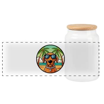 Ungarische Vizsla Hunderasse Cartoon Sonnenbrille Strand - Panorama Keksdose mit Holzdeckel - Weiß - Vorne